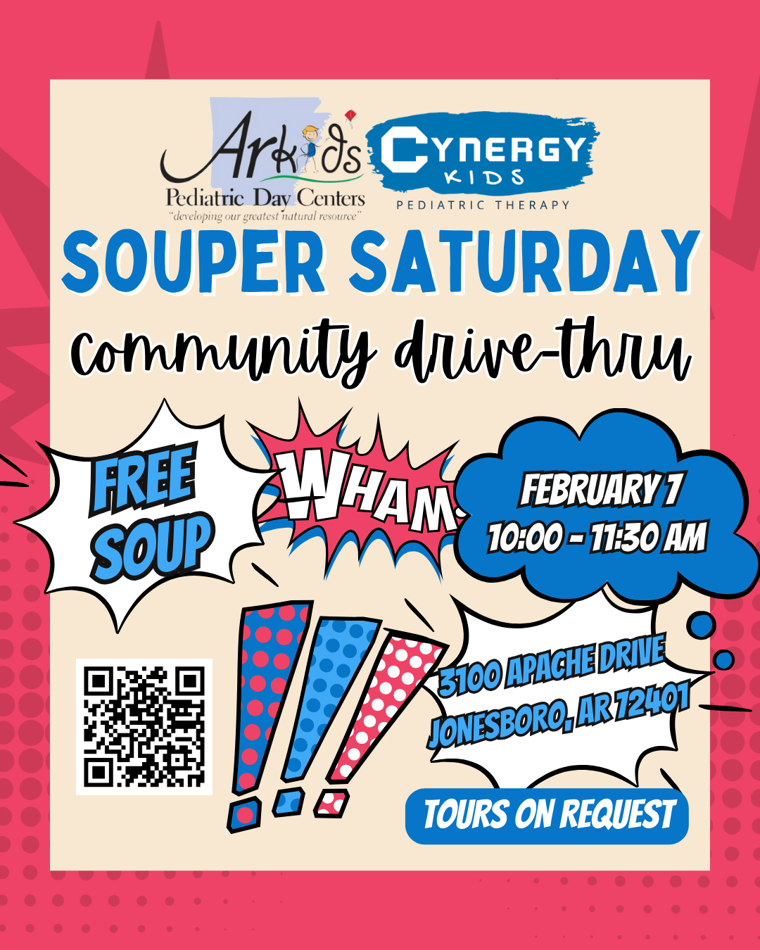 Souper Saturday Community Drive-thru - Feb 7 10:00 - 11:30 PM - 3100 Apache Drive