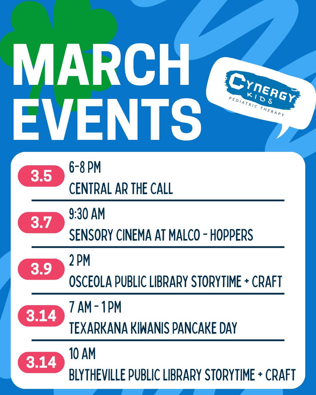Cynergy March Events Hosted by CRG Therapy